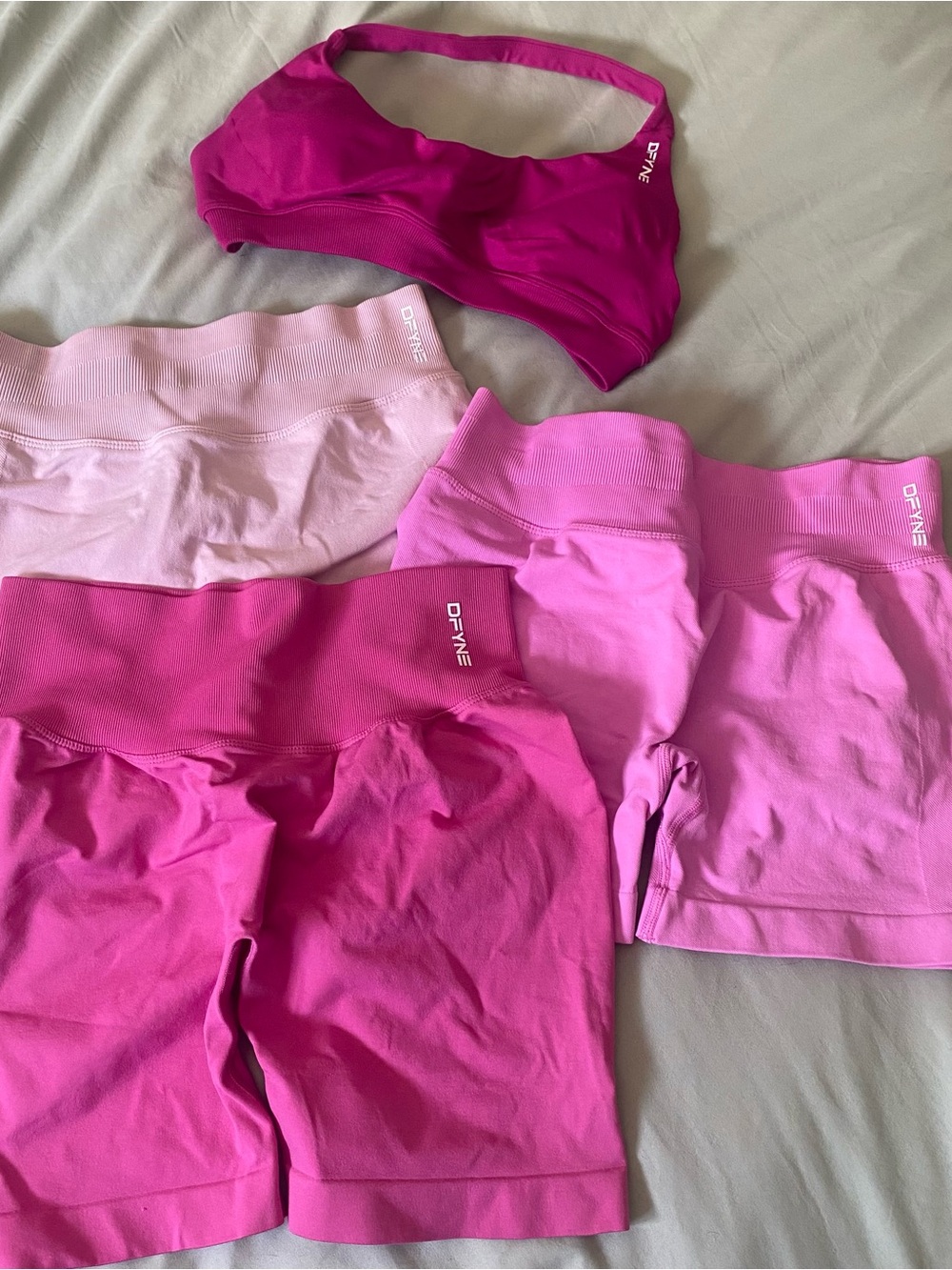 Womans Pink Active Shorts & Sports Bra Set - Assorted Pink Shades